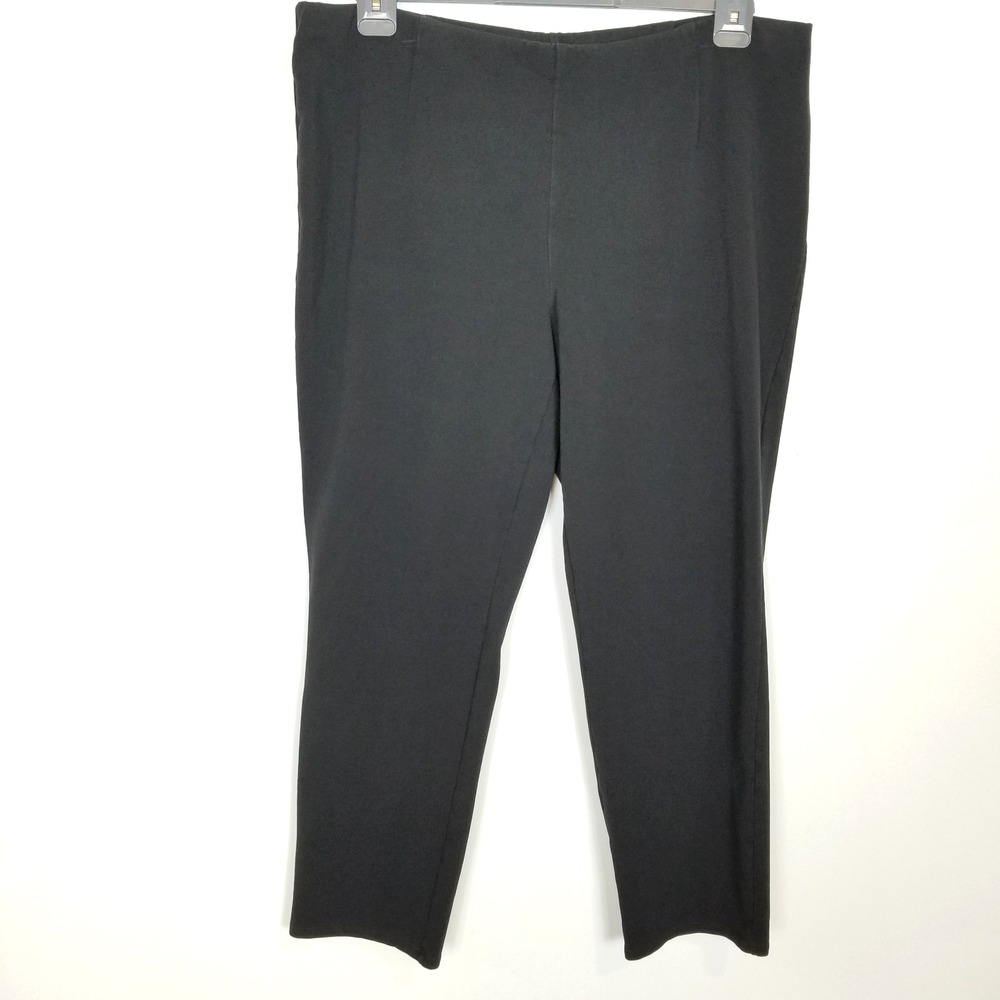 Eileen Fisher Women Plus Ponte Ankle Pants Sz 3X Black Elastic Waist Pull On